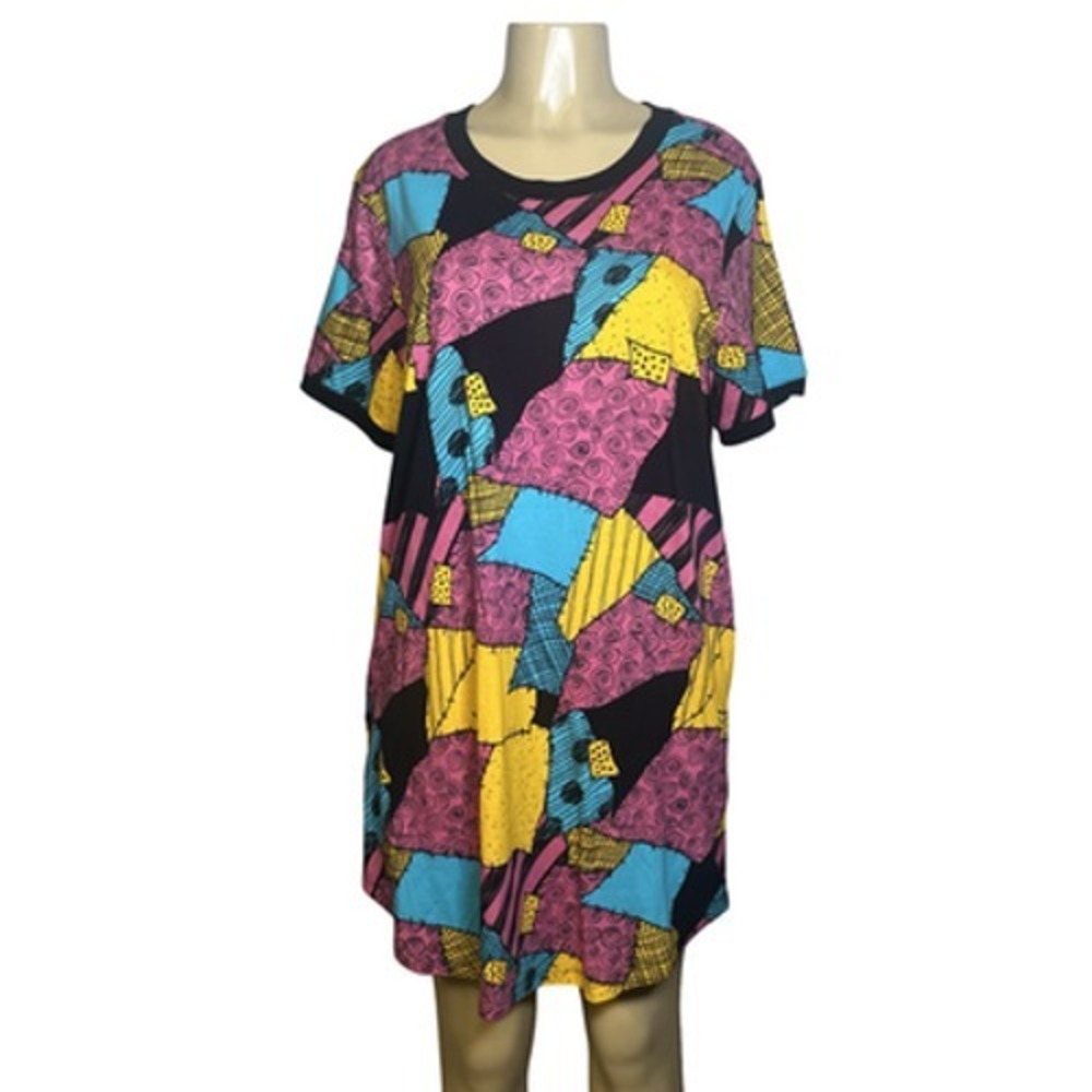 Hot Topic Dress Juniors XL Sally Disney NBC T-Shirt Patchwork Pockets Multicolor